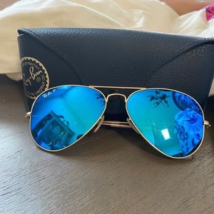 Ray Ban polarized blue mirror sunglasses